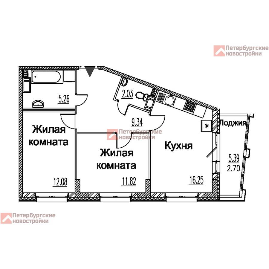 АН «Петербургские Новостройки» | Купить 2 к.кв. 59.48 м2 в новостройке от  застройщика в ЖК Modum у метро Комендантский проспект, Пионерская, Старая  деревня